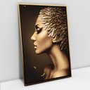 Ver imagem 1 de Quadro Decorativo Mulher Glamurosa em Tela Canvas Tacolado Moldura Flutuante 4,5cm Preta e Dourada 8