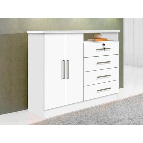 Cômoda Sapateira 4 Gavetas Branco Cronus 1.36 D'doro