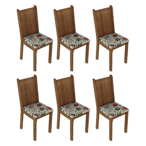 Kit 6 Cadeiras 4290 Madesa - Rustic/hibiscos