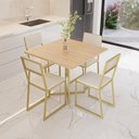 Ver imagem 1 de Conjunto Mesa de Jantar Quadrada Pinus 4 Cadeiras Estofado Riviera Industrial Dourado Don Castro Dec