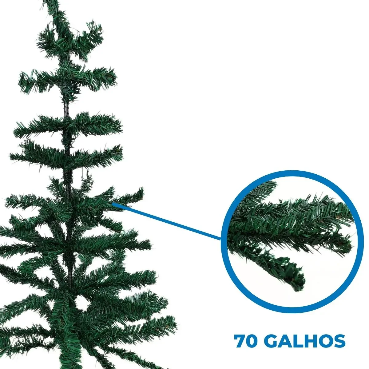Ver imagem 4 de Árvore de Natal 90cm com 70 Galhos, Pé de Ferro Resistente - Compacta, Durável e Ideal para Decoraçã