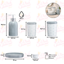 Ver imagem 3 de Kit Higiene Bebê Infantil Porta Algodão Banheiro Quarto 5 Peças / Kh-080cz Pgb Poá Cinza