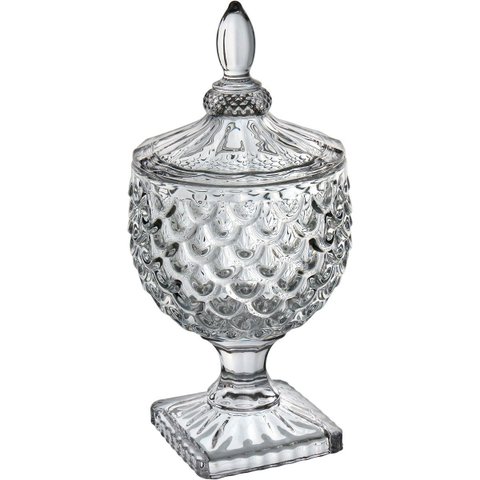 Potiche Bomboniere Redondo Home&co com Tampa Eco Crystal 24x20x20cm Transparente