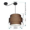 Ver mais imagens de Lustre Sala de Jantar com Desvio Vivare Md-4397 Cúpula em Tecido 40cm Café 127/220v