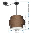 Ver imagem 2 de Lustre Sala de Jantar com Desvio Vivare Md-4397 Cúpula em Tecido 40cm Café 127/220v