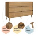 Ver imagem 5 de Cômoda 6 Gavetas Linha Curve 144cm Carvalho Xingu- Completa Móveis