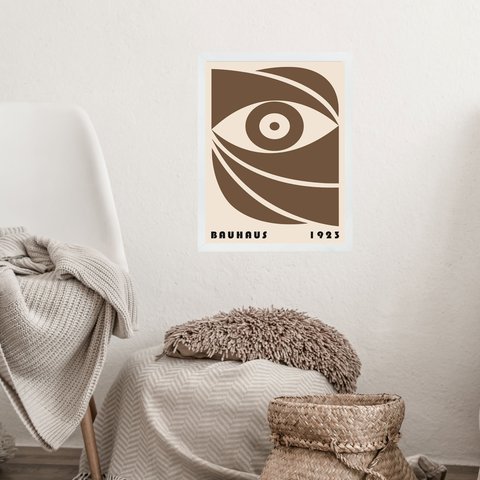 Quadro Bauhaus Poster Marrom - Bauhaus Eye 24x18cm:moldura Branca