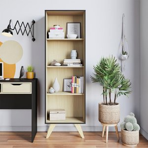 Estante de Livros Tag com 4 Prateleiras Preto Fosco Taurani Nobre Colibri Moveis