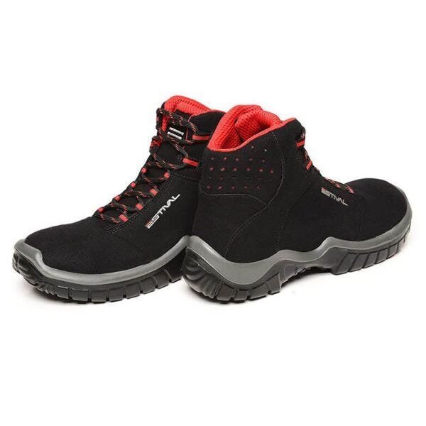 Bota de Segurança em Microfibra - Preto e Vermelho - Estival - EN10071S2 - CA 28.543 - 45 - 2