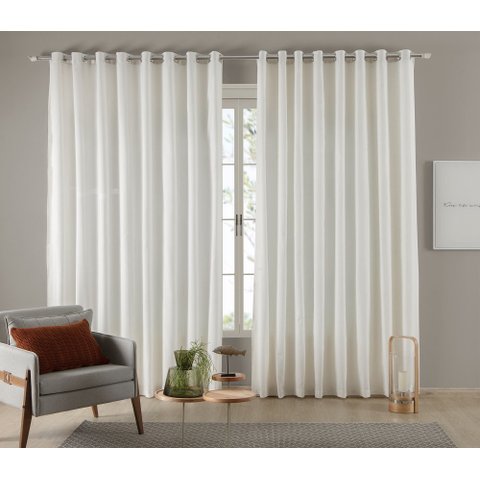 Cortina Para Sala e Quarto Madras 4,00x2,80 Ilhos Cromado.:Palha
