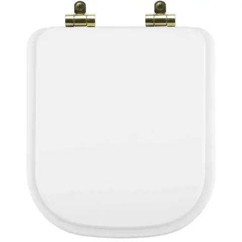Assento Sanitário Poliéster Soft Close Quadra Branco para Vaso Deca com Ferragem Dourada
