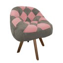 Ver imagem 2 de Poltrona Paloma Escritório Sala Giratória Madeira Suede Cappuccino e Suede Rose - Dominic Decor