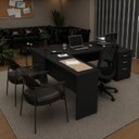 Ver imagem 4 de Conjunto 2 Peças Mesa em L com Gavetas e Cadeira de Escritório Ergonômica 190cm Netflex Preto