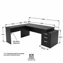 Ver imagem 3 de Conjunto 2 Peças Mesa em L com Gavetas e Cadeira de Escritório Ergonômica 190cm Netflex Preto