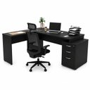 Ver imagem 2 de Conjunto 2 Peças Mesa em L com Gavetas e Cadeira de Escritório Ergonômica 190cm Netflex Preto