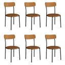 Ver imagem 1 de Kit 6 Cadeiras de Jantar Renata Encosto Verniz e Assento Camel Ferro Preto - Pallazio