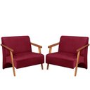 Ver imagem 1 de Poltrona Namoradeira Venus Braço Madeira Maciça Suede Unidecor Bordô