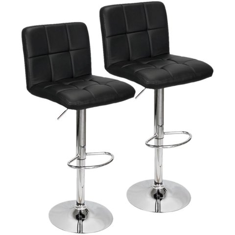 Conjunto 2 Banquetas Confort Gomos Estofada Giratória C/ Regulagem Preto Preto