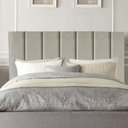 Ver imagem 1 de Cabeceira Carla Pé Plástico 100cm Solteiro para Cama Box Quarto Linho Bege - Gat Magazine