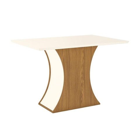 Mesa de Jantar Selena Canto Reto com 120x80 Nature/Off White - Móveis Henn