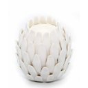 Ver imagem 1 de Porta Vela Decorativa Cerâmica Branco Alcachofra