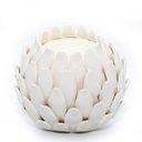 Ver imagem 3 de Porta Vela Decorativa Cerâmica Branco Alcachofra