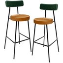 Ver imagem 1 de Kit 2 Banquetas Alta Cozinha Sala Jantar Milão L02 Facto Verde Musgo Couríssimo Whisky - Lyam Decor