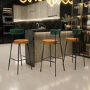 Ver imagem 2 de Kit 2 Banquetas Alta Cozinha Sala Jantar Milão L02 Facto Verde Musgo Couríssimo Whisky - Lyam Decor