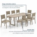 Ver imagem 7 de Conjunto Sala de Jantar Mesa 8 Cadeiras Tampo de Vidro e MDF Itália Veneza Bege Malha Juta/Pérola