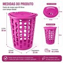 Ver imagem 1 de Cesto para Roupas Organizador Plástico Telado Lavanderia Quarto Banheiro Closet Rosa 40L