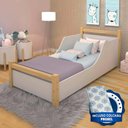 Ver imagem 1 de Cama Infantil Em Madeira Maciça E Mdf Divaloto Luna Branco/Natural Com Colchão Probel Guarda