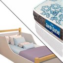 Ver imagem 3 de Cama Infantil Em Madeira Maciça E Mdf Divaloto Luna Branco/Natural Com Colchão Probel Guarda