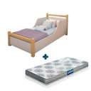 Ver imagem 2 de Cama Infantil Em Madeira Maciça E Mdf Divaloto Luna Branco/Natural Com Colchão Probel Guarda