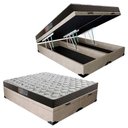 Ver imagem 1 de Cama Box Baú Queen Colchão Mola Bonnel Belos Sonhos + Box Suede 67x158x198:Bege