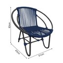 Ver imagem 3 de Cadeira Decorativa Julia em Corda Náutica e Base em Alumínio Premium Preta/azul Marinho