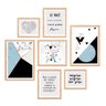Conjunto kit 7 quadros escandinavo Bifrost com frases moldura madeira crua - Oppen House Quadros Dec - 2
