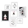 Conjunto kit 7 quadros escandinavo Ragnarok com frases moldura branca - Oppen House Quadros Decorati - 2