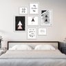 Conjunto kit 7 quadros escandinavo Ragnarok com frases moldura branca - Oppen House Quadros Decorati - 1