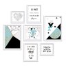 Conjunto kit 7 quadros escandinavo Leon com frases moldura branca - Oppen House Quadros Decorativos - 2