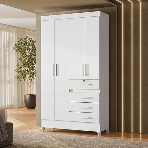 Guarda Roupa Infantil Ambiente Sobral 4 Portas Branco Flex - Moval