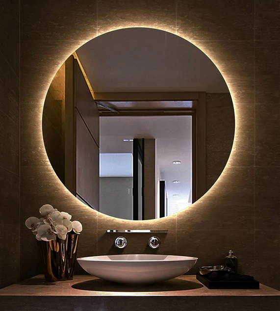 Espelho Orgânico Decorativo Lapidado com Led 50x50 Cm E08 para Sala, Quarto, Banheiro, 3000k 110v - 3