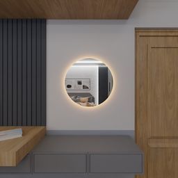 Espelho Orgânico Decorativo Lapidado com Led 50x50 Cm E08 para Sala, Quarto, Banheiro, 3000k 110v - 6