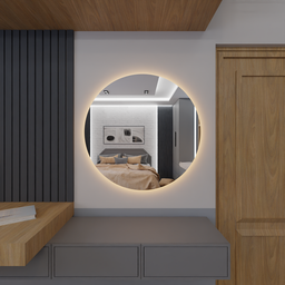 Espelho Orgânico Decorativo Lapidado com Led 50x50 Cm E08 para Sala, Quarto, Banheiro, 3000k 110v - 5