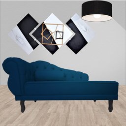 Recamier Namoradeira Divã Lado Direito Larissa Suede Azul Marinho - Ds Estofados - 2