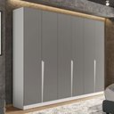 Ver imagem 1 de Guarda-roupa Casal Porto 6 Portas 4 Gavetas Branco/cinza - Politorno