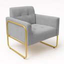 Ver imagem 6 de Poltrona Sala Industrial Alta Tubo Dourado Kit 2 Elisa Suede D03 - D’Rossi