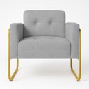 Ver imagem 5 de Poltrona Sala Industrial Alta Tubo Dourado Kit 2 Elisa Suede D03 - D’Rossi