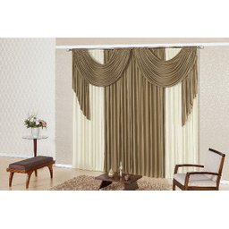 Cortina Janela Quarto Imperial 2,00x1,70 Tecido Malha Gel - Creme - 1