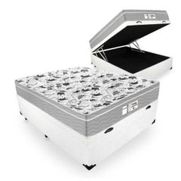 Cama Box com Baú Casal + Colchão de Molas Ensacadas - Probel - Evolution 138cm - Branco Branco - 1