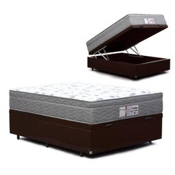 Cama Box com Baú Casal + Colchão de Molas Ensacadas - Probel - Evolution 138cm - Marrom Marrom - 1